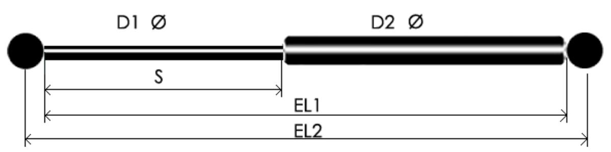 Gas Spring Technical Diagram